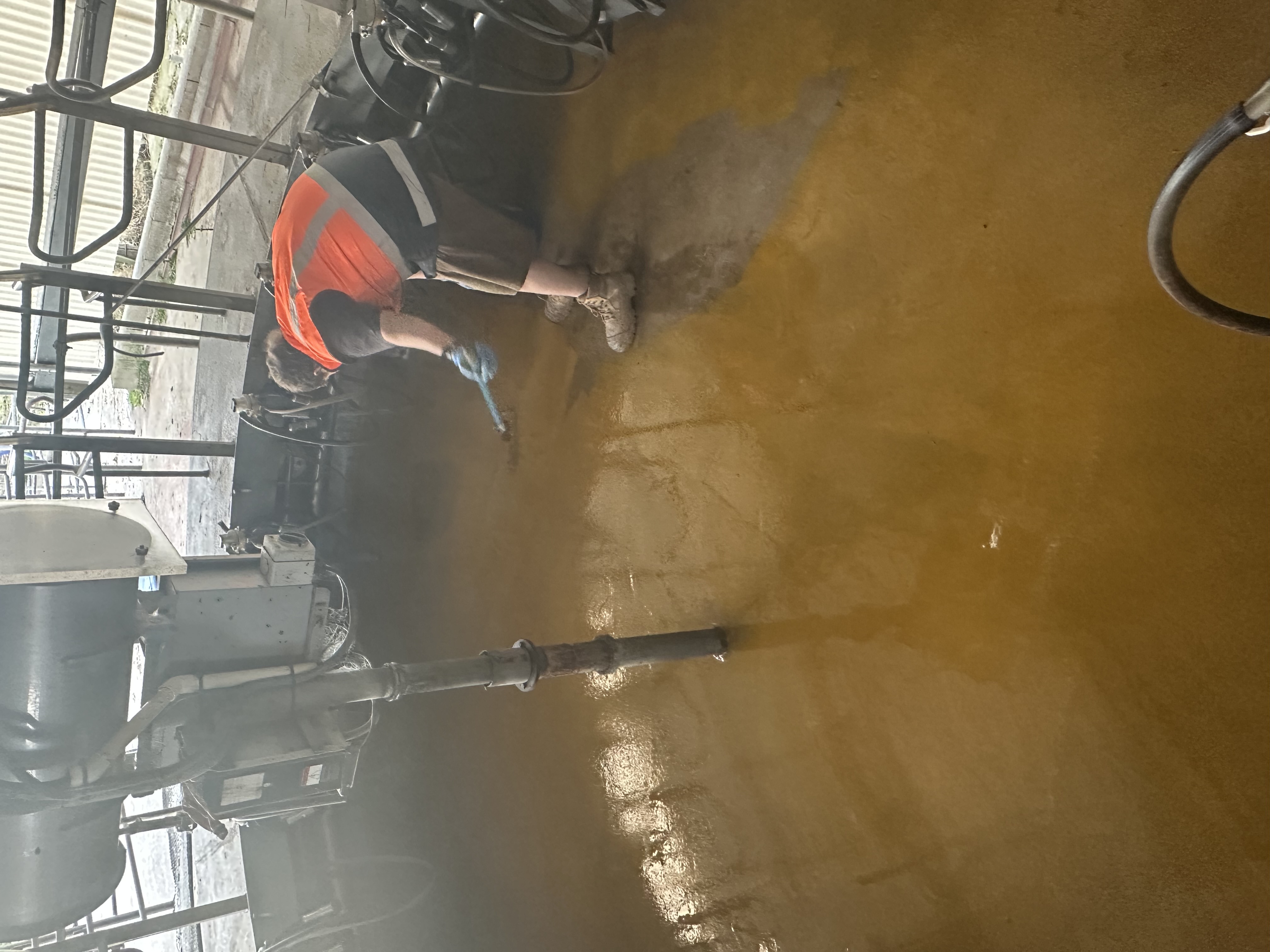 Technician working near resin pit